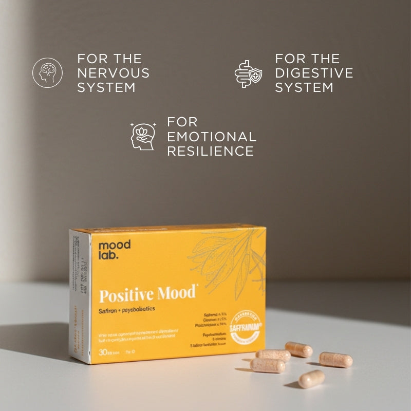 supplement for gut with saffron and probiotics positive mood