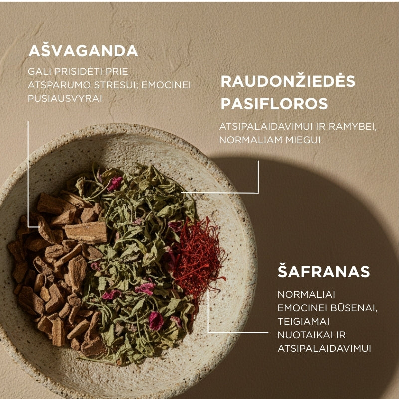 Food supplement with saffron, ashwagandha KSM-66®, and passionflower Positive Mind & Relax
