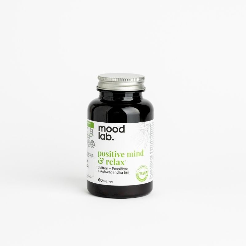 Food supplement with saffron, ashwagandha KSM-66®, and passionflower Positive Mind & Relax