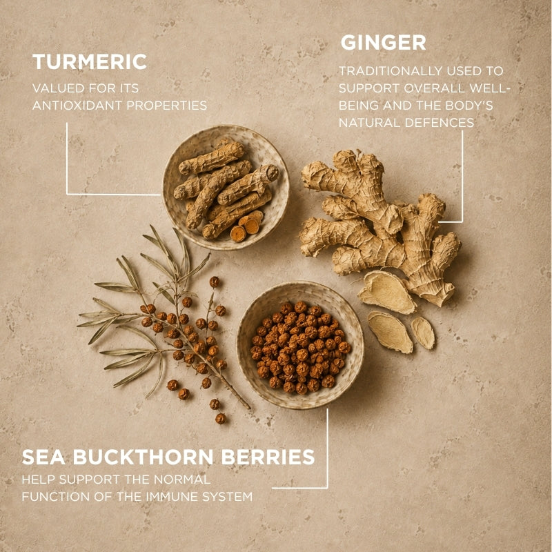 supplement for immunity with sea buckthorn, tumeric and ginger immyoo