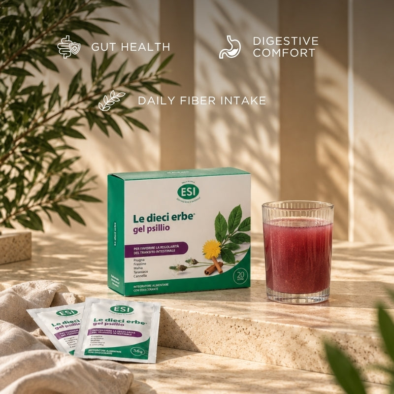 Food supplement with psyllium fiber for intestinal health Le Dieci Erbe® Gel Psillio