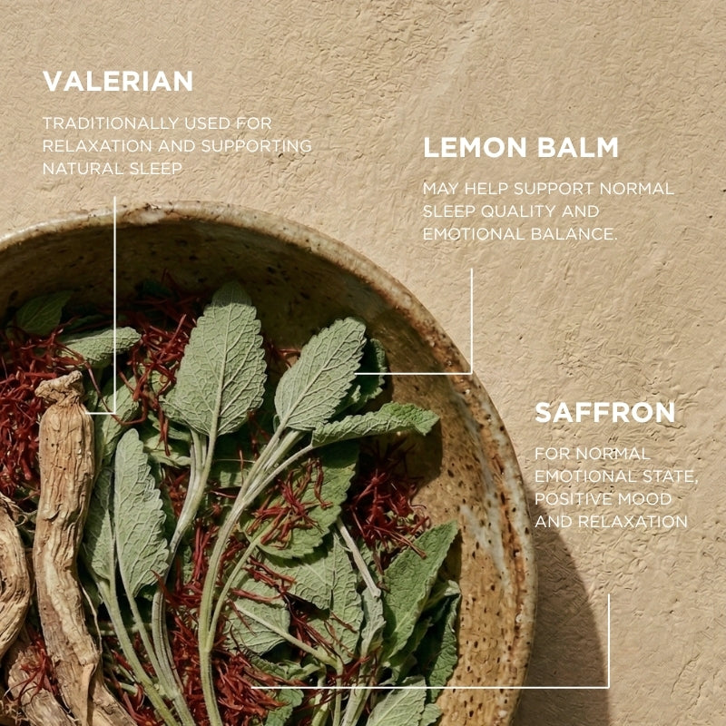 supplement for sleep with valerian and lemon balm positive mind and sleep