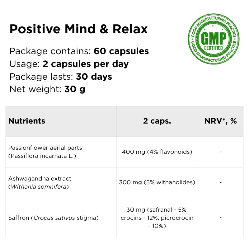 supplement with ashwagandha positive mind and relax nutrients