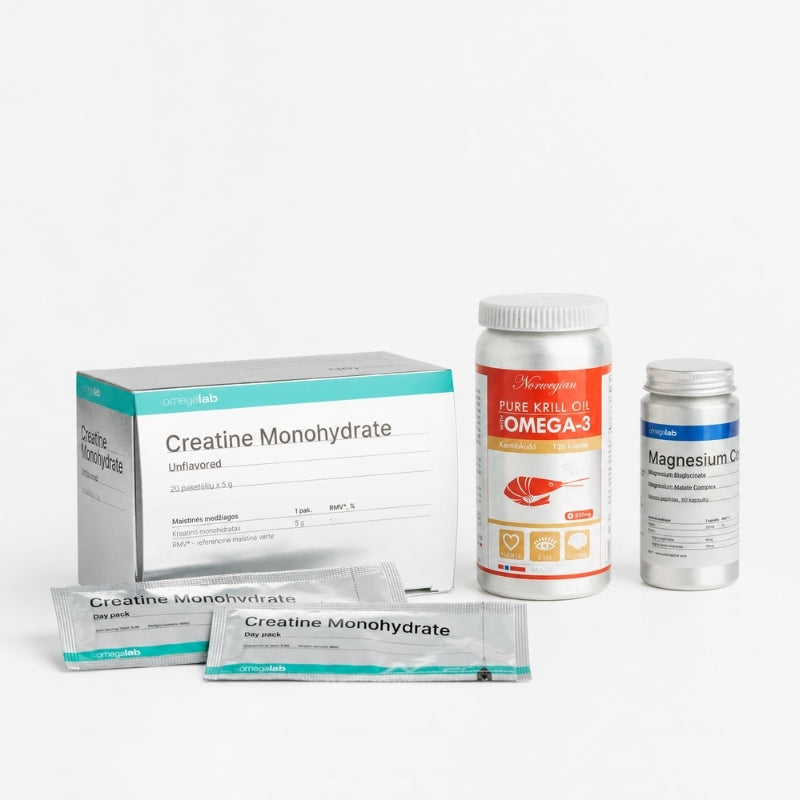 Set for Women 40+ (creatine monohydrate (unflavored) + krill oil + magnesium)