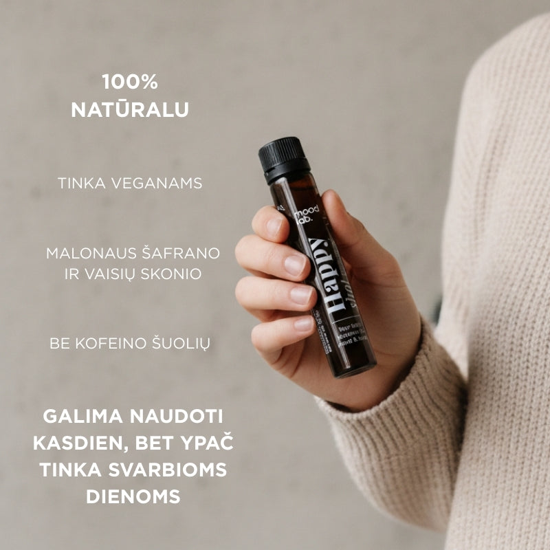 Food supplement with saffron, acerola, guarana and ginger Happy Shot