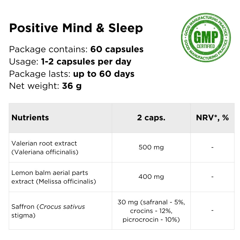 supplement for sleep with valerian and lemon balm positive mind and sleep nutrients
